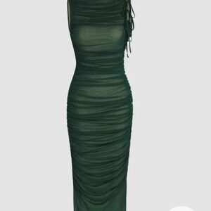 Cider Dark Green Ruched Maxi Dress